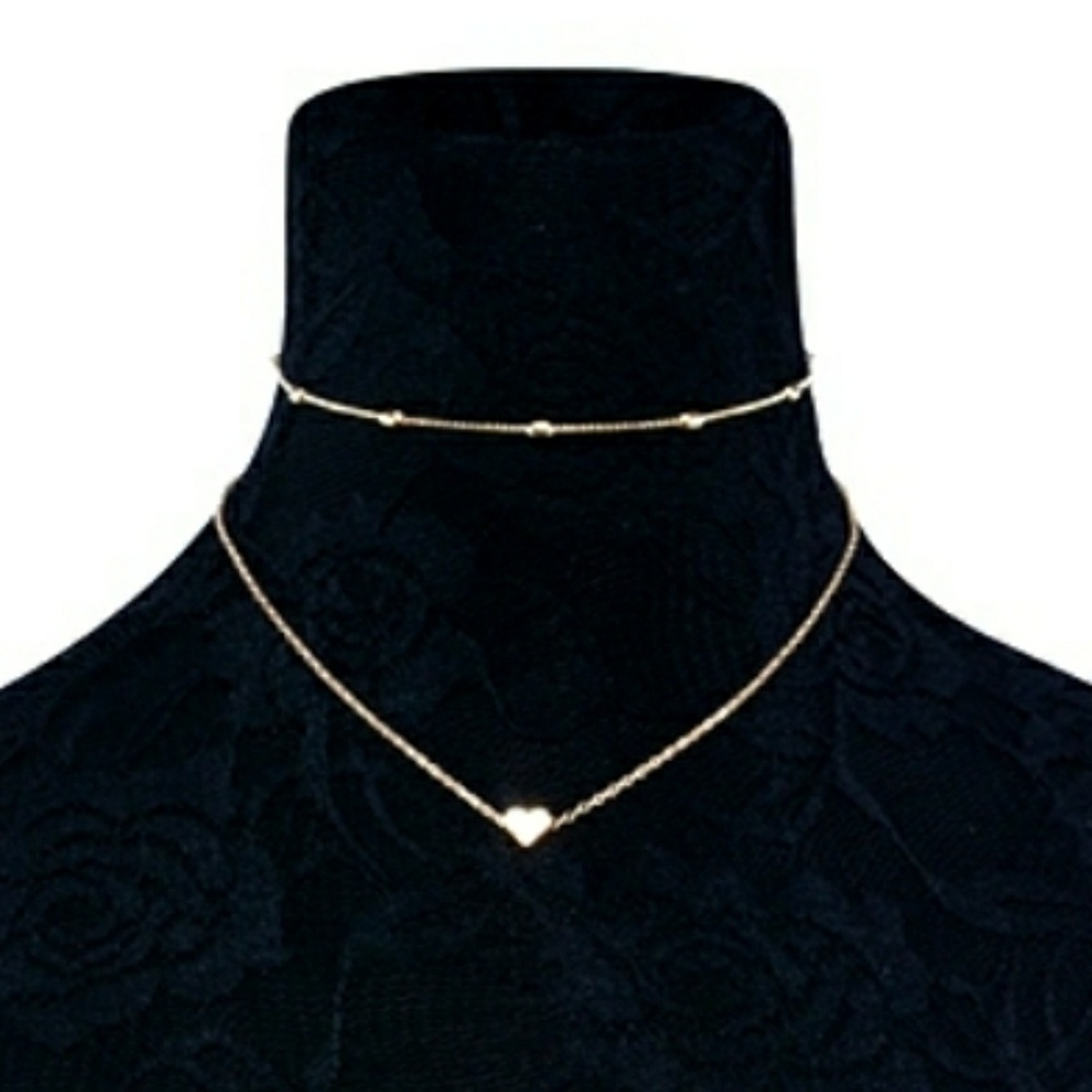 🌸HP! Any 4/$20! Double strand 2 pc heart necklace - Picture 2 of 4
